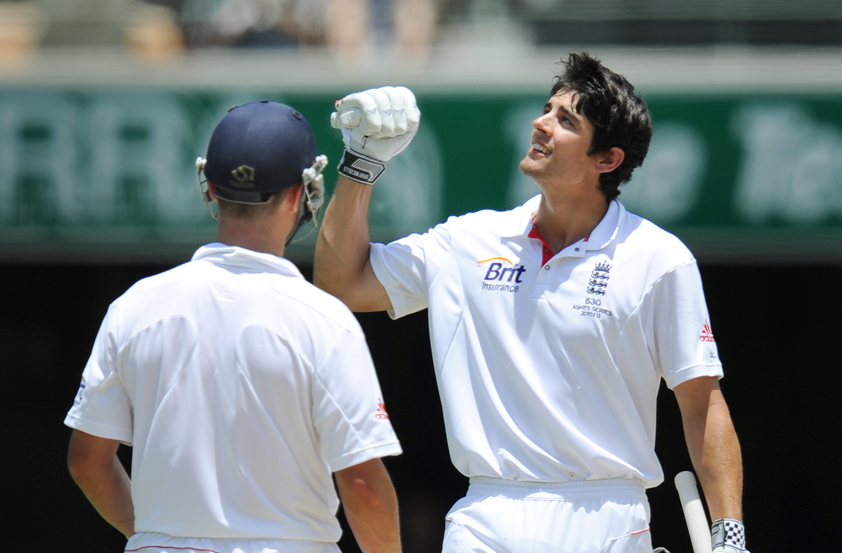 England batsman Alastair Cook celebrates century