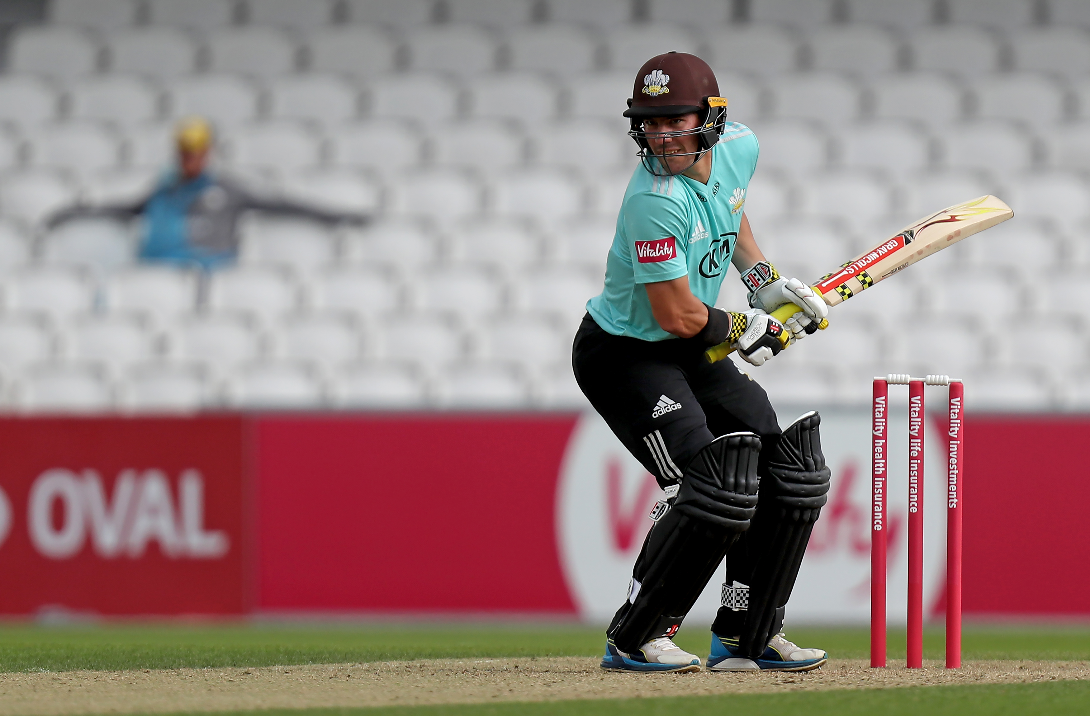 Rory Burns of Surrey prepares to face the next ball during Surrey vs Essex Eagles in the Vitality Blast at The Kia Oval on 30 August.