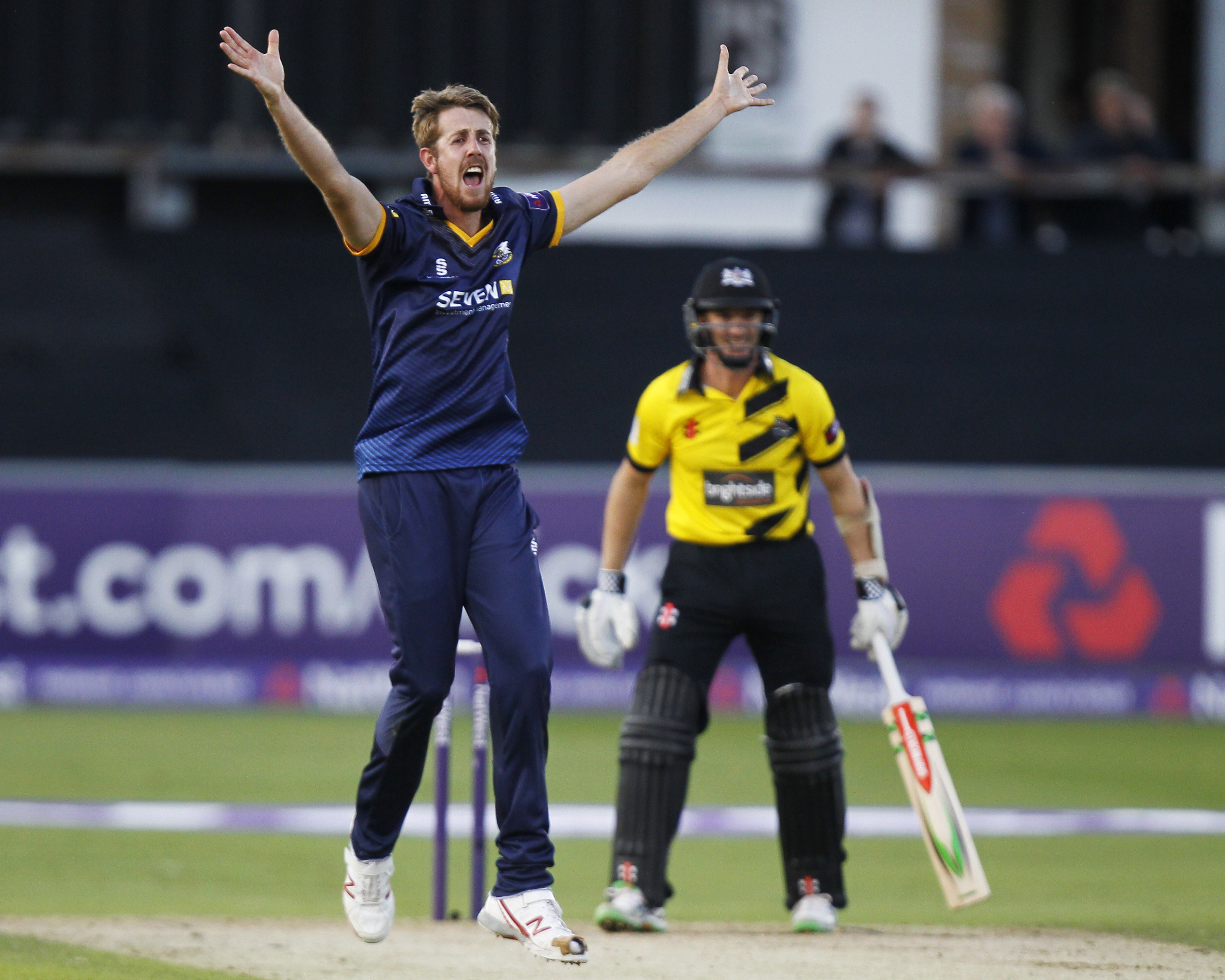 Matt Quinn appeals for a wicket during the T20 match against Gloucestershire in 2016.
